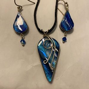 Handcrafted Dichroic Glass Jewelry set.